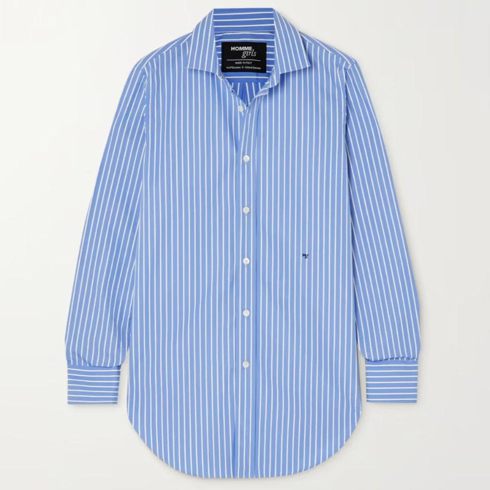 *SOLD* HOMMEGIRLS Striped cotton-poplin shirt